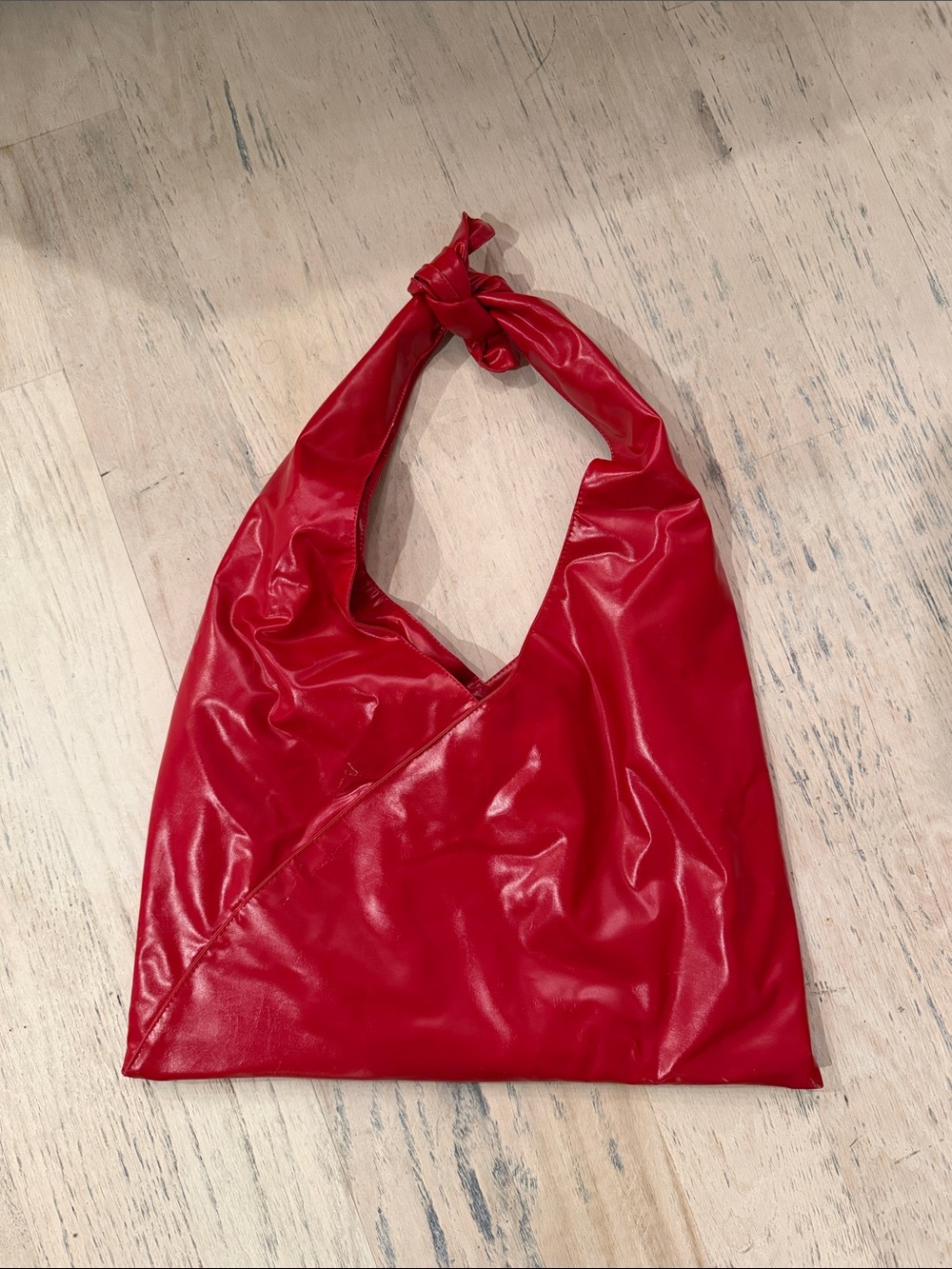 Red Knot-Handle Shoulder Bag